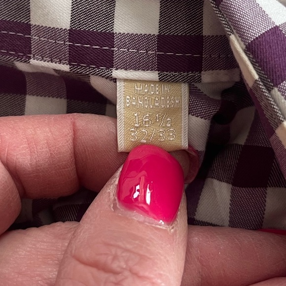 Michael Michael Kors Plum & White Plaid Dress Shirt Men’s Size 16 1/2 or 32/33 - Picture 9 of 14